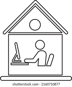 Work From Home, Remote Work, Home Office Simple Icon Vector Illustration.eps
