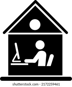 Work From Home, Remote Work, Home Office Simple Icon Vector Illustration.eps
