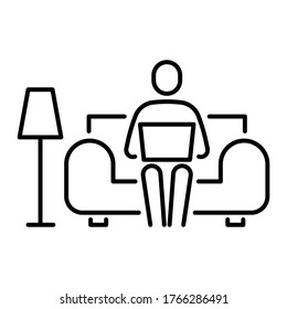 Arbeiten Sie von zu Hause oder Remote-Arbeit einfachen linearen Symbol. Vektorgrafik mit bearbeitbarem Strich.