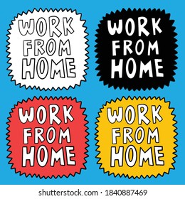 
trabajo desde el doodle de tipos de letra del conjunto de hogar