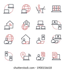 Work From Home Set Icon Template Color Editable. Business Online Job Pack Symbol Vector Illustration For Graphic And Web Design.