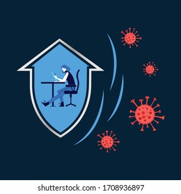 Work From Home Shield, Protection During Pandemic, Home Shield, Guy Protected 