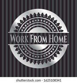 Work From Home silver badge. Vector Illustration. Mosaic.
