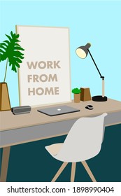 Work From Home With A Simple And Modern Desk, Mouse And Laptop On A Desk