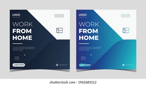 work from home social media post and flyer