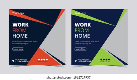 work from home social media post and flyer