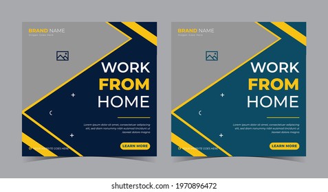 work from home social media post and flyer