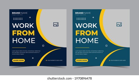 work from home social media post and flyer