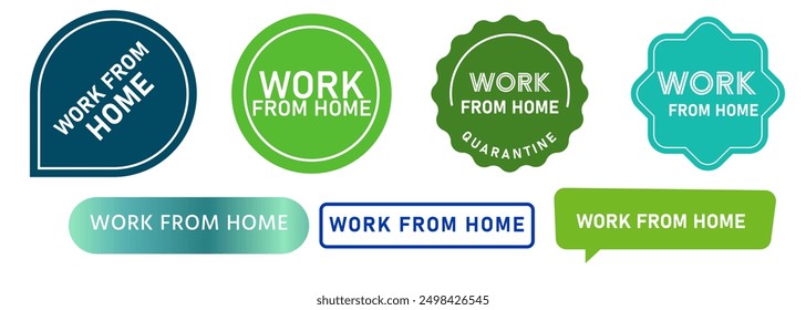 work from home stamp collection WFH remote job freelance freelancer connection quarantine isolated digital working template