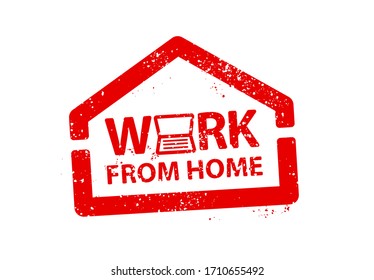 Work From Home Stamp Icon And Logo To Use For Social Distancing. Social Distancing  Icon And Logo.