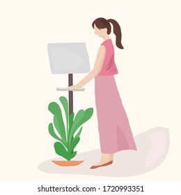 Work from home, stay at home concept flat illustration - Vector