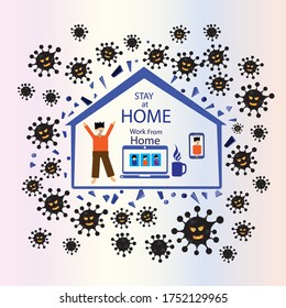 Work from Home and Stay at Home Concept illustration vector