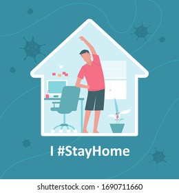 Work from home & Stay at home to prevent coronavirus/covid-19 outbreak. Employee Exercise during work from home or self isolation.