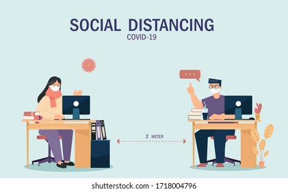 Work from home. Stay home and stay safe vector illustration. Social distancing to protect from COVID-19 background. Quarantine vector illustration