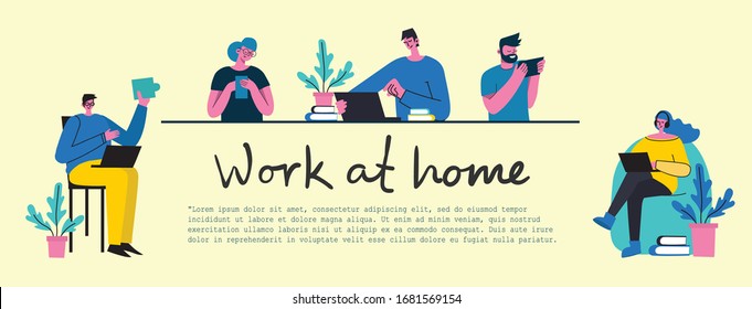 Work at home. Stay at home. Stop coronavirus. 