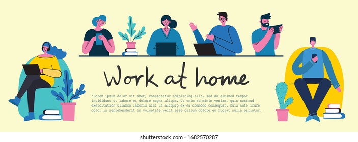 Work at home. Stay at home. Stop coronavirus.