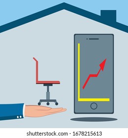 work from home or work at home symbol drawing in vector