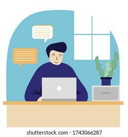 Work from home teleconference social distancing internet communication concept.