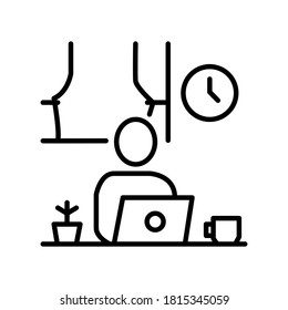 work from home time management line icon vector symbol
