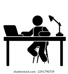 Work At Home Vector Art. stick figure. pictogram. stick figure