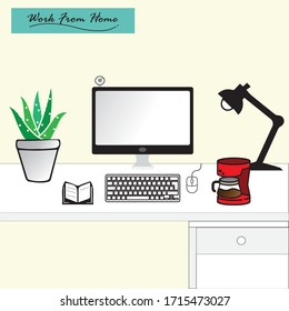 work from home vector concept. Remote work and social distancing work.