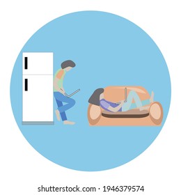 work from home vector design concept.