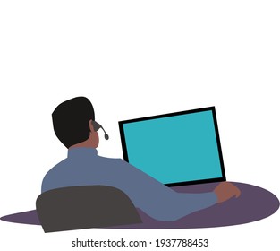 Work at home vector flat ilustration  men with computers