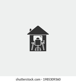 Work from home vector icon illustration sign