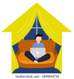 Work  From Home. Vector Illustration about Pandemic