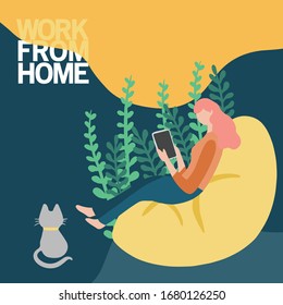 work from home vector illustration flat images