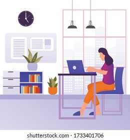 Work From Home Vector Illustration. Perfect for web design, campaign design, ui/ux, etc