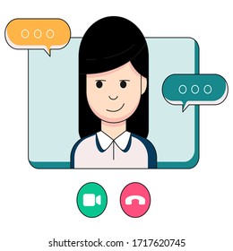 Work at home, video chat.Vector Illustration.