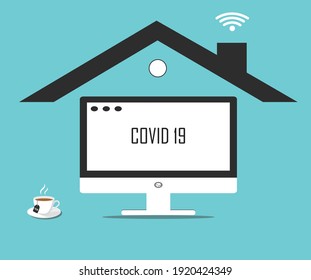 Work From Home (WFH) Illustration vector file.