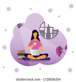 Work from home , Working from home to be safe from covid-19, Protect yourself from the virus by working at the home, coronavirus covid -19 protect.