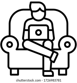 Work from home, working on sofa vector illustration