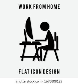 work from home. work at home. working time. office at home. flat icon design.