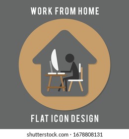 work from home. work at home. working time. office at home. flat icon design.