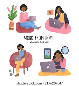 trabajo desde casa, trabajo. Ilustración del vector
