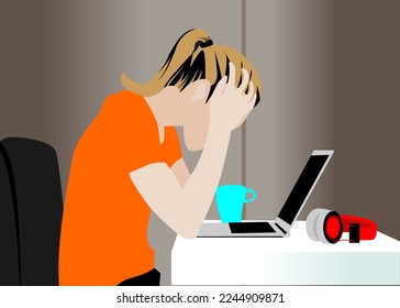 Arbeit von zu Hause, junge Menschen Arbeitsplatz Konzeption Illustration,
männliche und weibliche Freiberufler, die an Laptops und Computern zu Hause arbeiten.
Vektorgrafik-Flachbild-Illustration