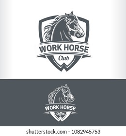 Work Horse Head Badge Logo