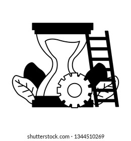 work hourglass clock stairs