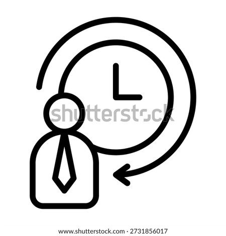 Work Hours Icon - Black Outline Icons Style For Accounting and Business