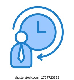 Work Hours Icon With Blue Color For Human Resources Management