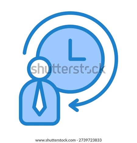 Work Hours Icon With Blue Color For Human Resources Management