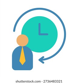 Work Hours Icon - Flat Color Icons For Human Resources Management