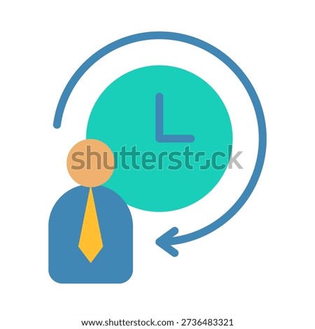 Work Hours Icon - Flat Color Icons For Human Resources Management
