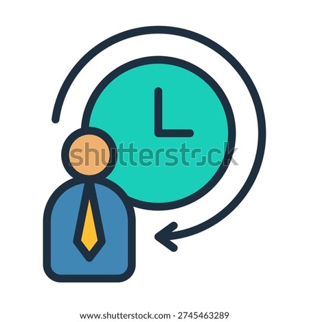 Work Hours Icon - Lineal Color Outline Icons For Human Resources Management