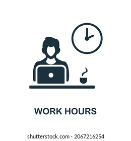 icono Horas de trabajo. Signo monocromo de la colección de desarrollo de proyectos. Icono de Horas de trabajo creativas para diseño web, infografías y más