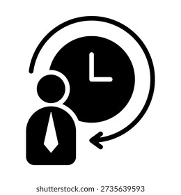 Work Hours Icon - Solid Black Glyph Icons For Human Resources Management