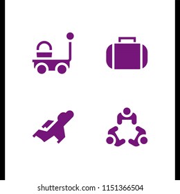 work icon. 4 work set with journey, fighter, meeting and farming and gardening vector icons for web and mobile app